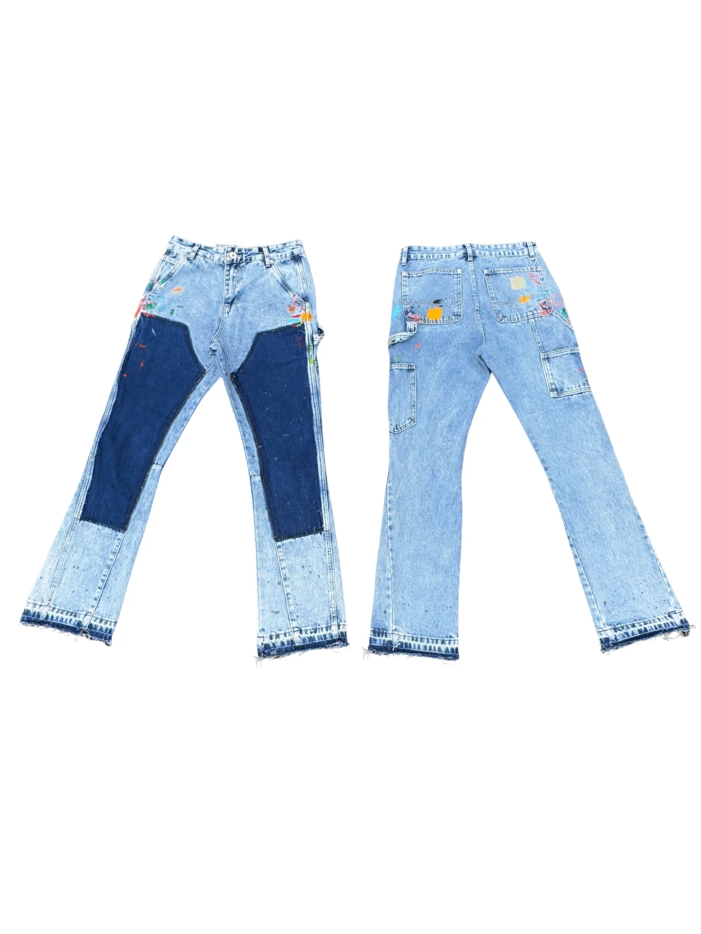 P250💰G94 GALLERY DEPT. Spliced ​​patches, ink-splashed denim bell-bottoms, washed distressed patchwork jeans, denim washing factory. During the process, the owner of the washing factory helped introduce a boss who once worked at Levi's OEM factory and then started his own business. This also paved the way for the following styles. Therefore, Levi's remodeled single product for the base plate is really familiar. Whether it is the fabrics supplied or the lathes used in production, there is nothing to choose from. -Color: blue -Number of codes: 28 30 32 34 36
